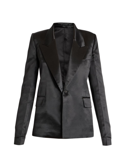 Shop Victoria Beckham Women's Satin Tuxedo Jacket In Black