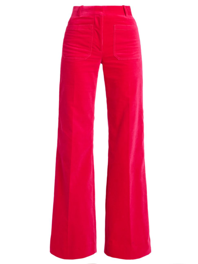 Shop Victoria Beckham Women's Alina Velvet Trousers In Hot Pink