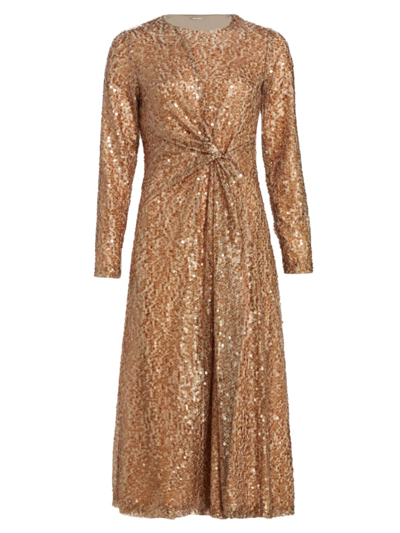 Shop Elie Tahari Women's The Selma Sequined Midi-dress In Bronze Sequins