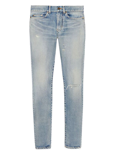 Shop Saint Laurent Men's Skinny-fit Jeans In Santa Monica Blue Denim