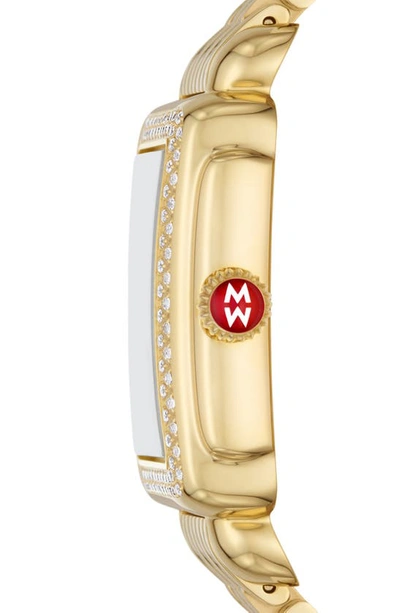 Shop Michele Deco Mid Diamond Bracelet Watch, 29mm In Gold