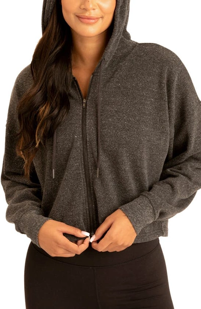 Threads 4 Thought Venetia Crop Hoodie In Heather Black