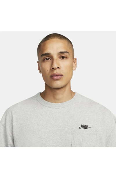 Shop Nike Sportswear Premium Essentials Pocket T-shirt In Dark Grey Heather