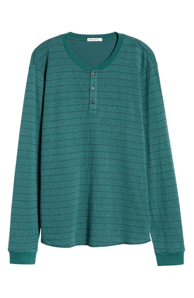 Shop Marine Layer Double Knit Long Sleeve Henley In Green/ Navy