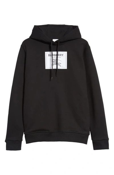 Shop Burberry Lyttle Equestrian Knight Appliqué Stretch Cotton Hoodie In Black