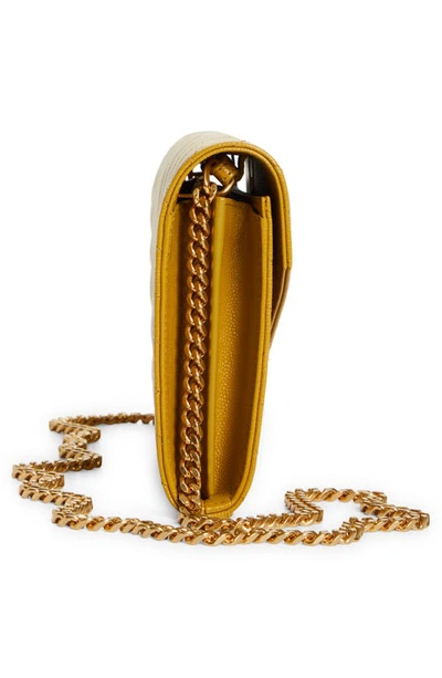 Shop Saint Laurent Cassandre Matelassé Leather Wallet On A Chain In Chartreuse