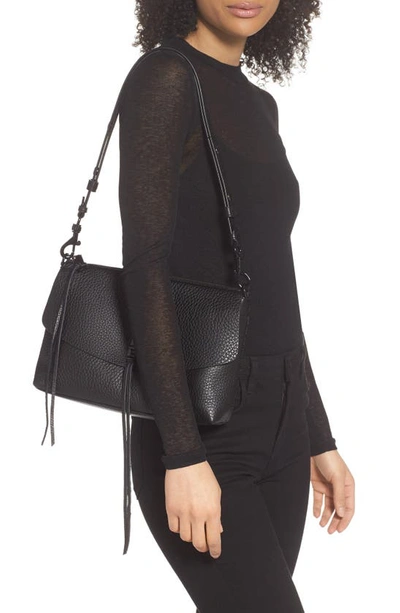 Shop Rebecca Minkoff Darren Leather Shoulder Bag In Black