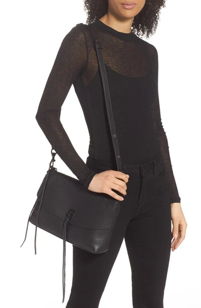 Shop Rebecca Minkoff Darren Leather Shoulder Bag In Black