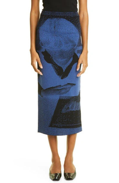 Shop Paloma Wool Alibei Jacquard Midi Tube Skirt In Navy
