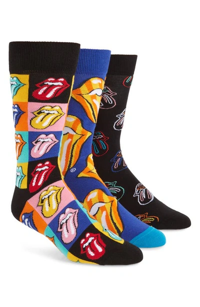 Shop Happy Socks Rolling Stones 3-pack Socks In Blue Multi