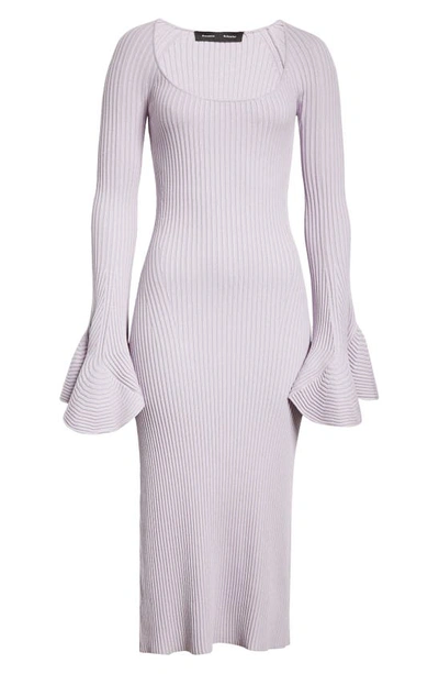 Shop Proenza Schouler Fluted Long Sleeve Rib Sweater Dress In Lavender