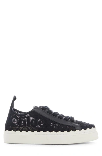 Shop Chloé Lauren Logo Lace Platform Sneaker In Black