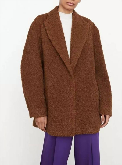 Shop Vince Faux Fur Blazer Coat In Chestnut In Pink
