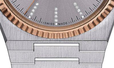 Shop Tissot Prx Powermatic 80 Bracelet Watch, 35mm In Grey/ Rose Gold