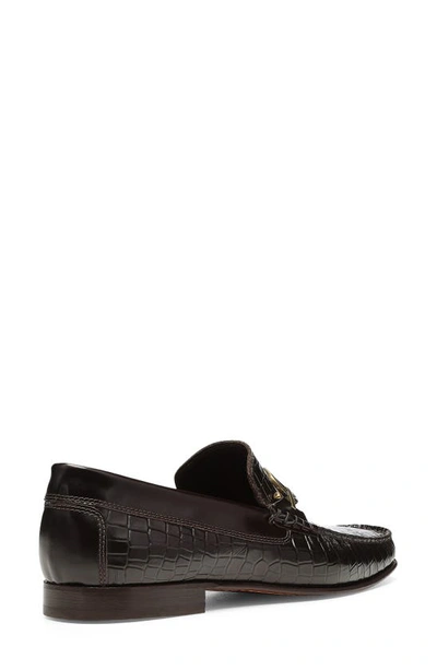 Shop Donald Pliner Dacio Croc Embossed Bit Loafer In Dark Brown