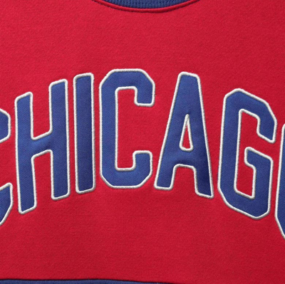 Shop Starter Red/royal Chicago Cubs Baseline Raglan Historic Logo Pullover Sweatshirt