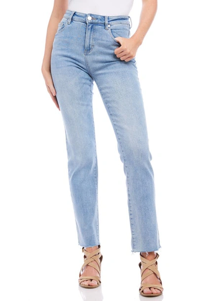 Shop Karen Kane Raw Hem Straight Leg Jeans In Light Blue