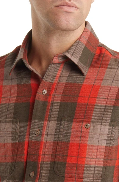 Shop Schott Two-pocket Long Sleeve Flannel Button-up Shirt In Orange