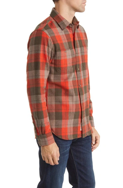 Shop Schott Two-pocket Long Sleeve Flannel Button-up Shirt In Orange
