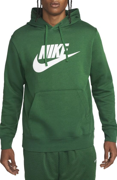 Shop Nike Sportswear Club Fleece Logo Hoodie In Gorge Green/ White