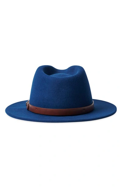 Shop Brixton Messer Fedora Hat In Joe Blue