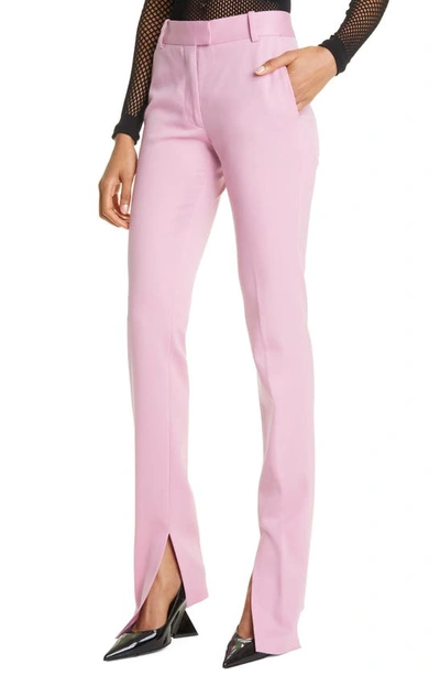 Shop Attico Abram Split Hem Slim Fit Gabardine Pants In Mauve