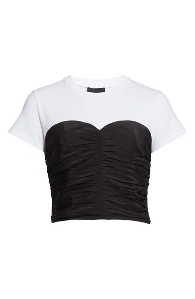 Shop Atm Anthony Thomas Melillo Silk Bustier Crop T-shirt In White/ Blac
