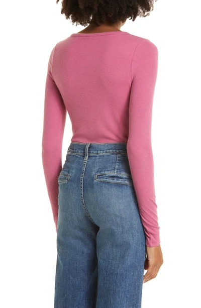 Atm Anthony Thomas Melillo Modal Ribbed Ruched V-neck Top In Pink Garde