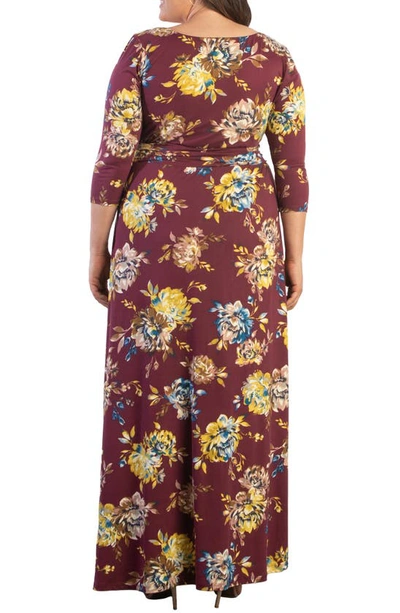 Shop Kiyonna Maya Knit Maxi Dress In Bordeaux Blooms