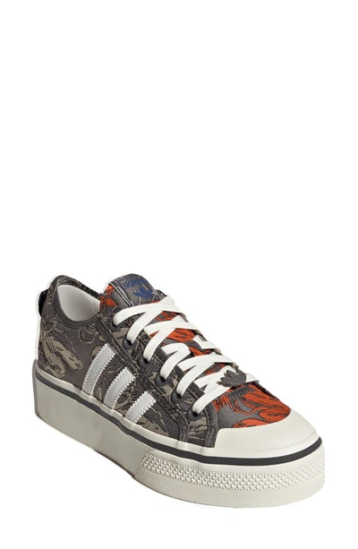 Shop Adidas Originals Nizza Platform Sneaker In Off White/ White/ Orange