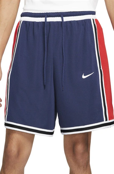 Shop Nike Dri-fit Dna+ Athletic Shorts In Midnight Navy/ University Red