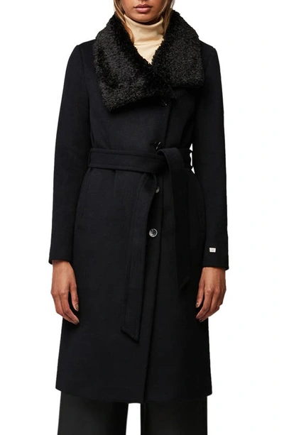 Shop Soia & Kyo Gemma Wool Blend Coat With Removable Faux Shearling Trim In Black