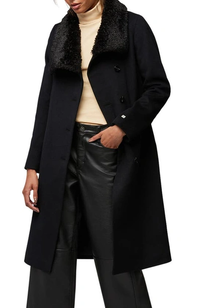 Shop Soia & Kyo Gemma Wool Blend Coat With Removable Faux Shearling Trim In Black