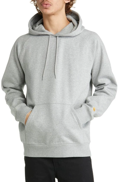 Shop Carhartt Work In Progress Chase Cotton Blend Hoodie In Grey Heather / Gold