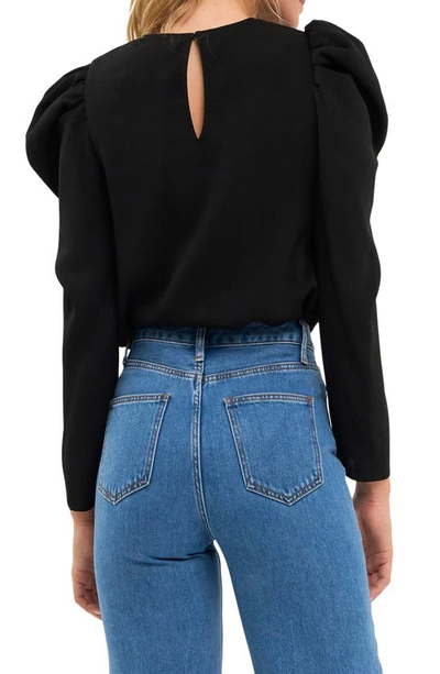 English Factory Puff Shoulder Top In Black