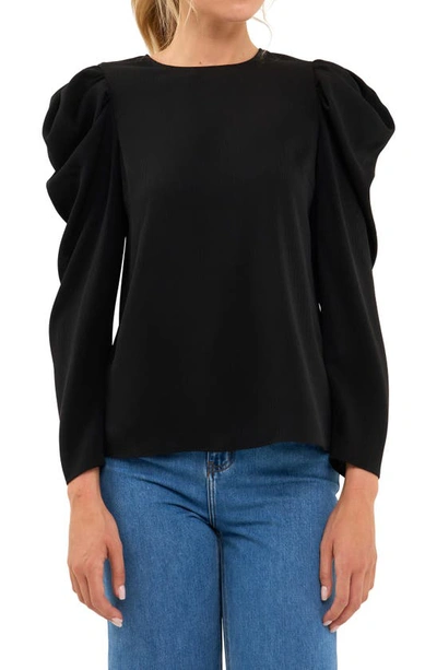 English Factory Puff Shoulder Top In Black