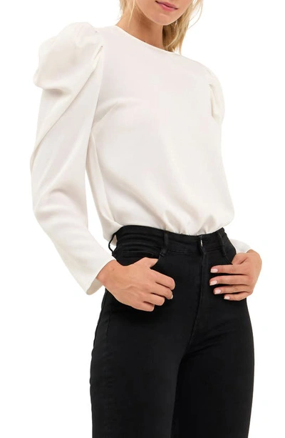English Factory Puff Shoulder Top In White