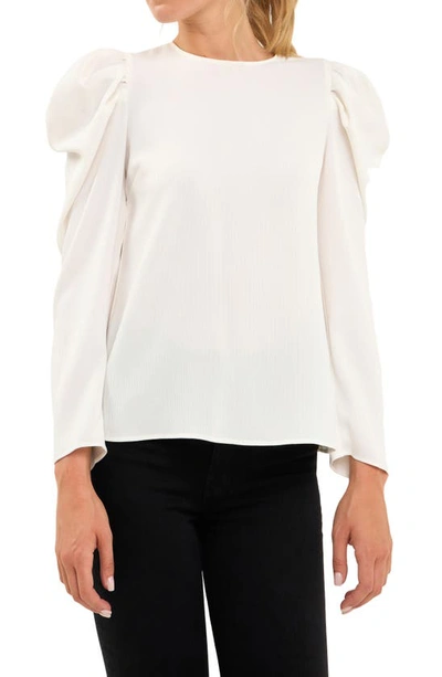 English Factory Puff Shoulder Top In White