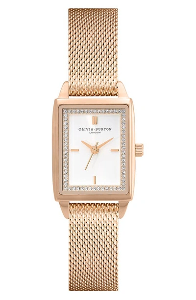 Shop Olivia Burton Classics Rectangular Mesh Strap Watch, 20mm In Gold