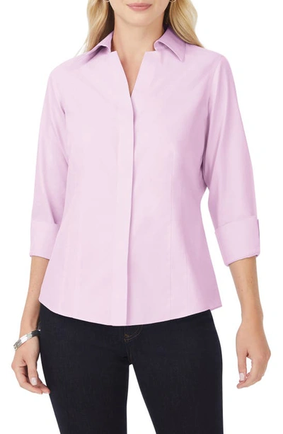 Shop Foxcroft Taylor Fitted Non-iron Shirt In Lilac Bloom