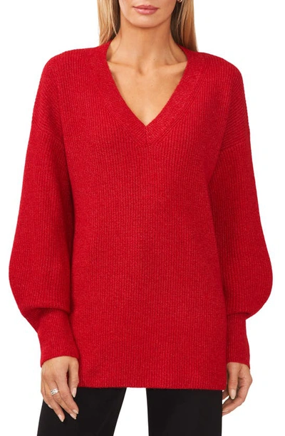 HALOGEN V-NECK TUNIC SWEATER 