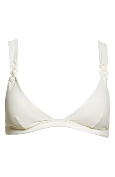 Shop Stella Mccartney Falabella Chain Detail Bikini Top In Cream