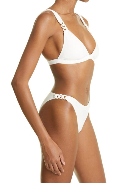 Shop Stella Mccartney Falabella Chain Detail Bikini Top In Cream