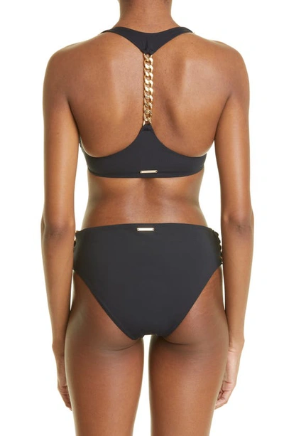 Shop Stella Mccartney Falabella Chain Detail Bikini Bottoms In Black