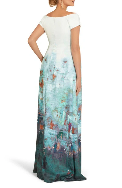 Shop Tiffany Rose Aria Off The Shoulder Metallic Maternity Gown In Green