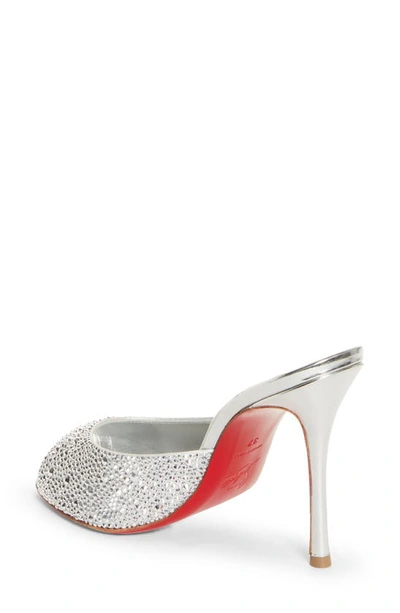 Shop Christian Louboutin Me Dolly Crystal Embellished Slide In Silver/ Cry Lab/ Lin Sv