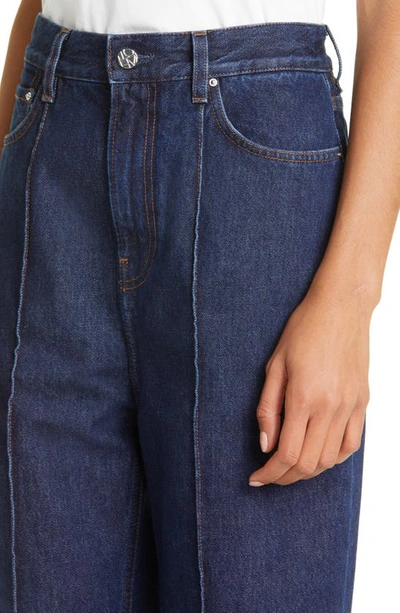 Shop Totême Rigid Tapered High Waist Organic Cotton Jeans In Dark Indigo