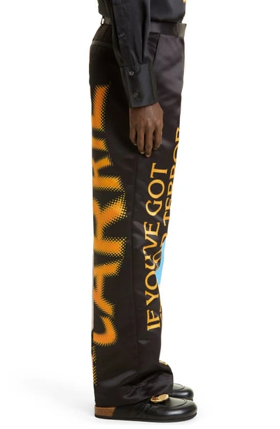 Shop Jw Anderson X 'carrie' Straight Leg Satin Pants In Black 999