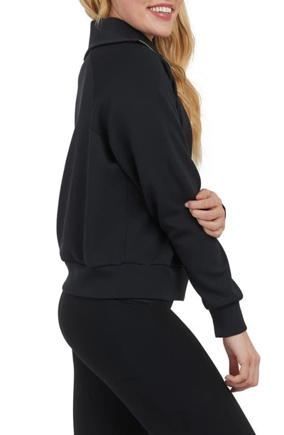Shop Spanx Airessentials Half Zip Sweatshirt In Very Black