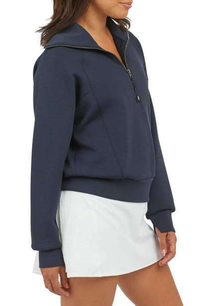 Shop Spanx Airessentials Half Zip Sweatshirt In Classic Navy